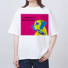 HanaTorantaのラブラドール　抽象化イエロー×ピンクver. オーバーサイズTシャツ