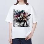 PALA's SHOP　cool、シュール、古風、和風、のGUITAR GIRLS　８ Oversized T-Shirt