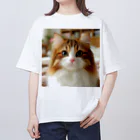 猫　ねこグッズギャラリーのミケにゃん Oversized T-Shirt
