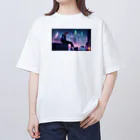 moesoraの音楽を聴く女性 オーバーサイズTシャツ