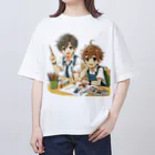 可愛い男の子イラスト販売所　By,keicyanの男の子　中学1年生　美術部 Oversized T-Shirt