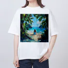 AQUAMETAVERSEのプライベートビーチでバカンス　Tomoe bb 2712 オーバーサイズTシャツ