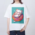 AQUAMETAVERSEの子猫ドーナツ浮輪楽む　　なでしこ1478 オーバーサイズTシャツ