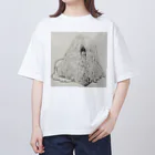 光平洋子のかしこいプーリー犬のイラスト  鉛筆画 歩く犬 Oversized T-Shirt