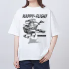 nidan-illustrationのhappy dog -happy flight- (black ink) Oversized T-Shirt