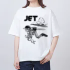 nidan-illustrationのhappy dog -JET- (black ink) オーバーサイズTシャツ