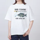 猫と釣り人のブルーギル_1 Oversized T-Shirt