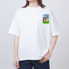 Lily bird（リリーバード）の草原とメンフクロウず（ロゴ入り）② Oversized T-Shirt