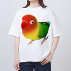 まめるりはことりのボタンインコ　おすましルリゴシボタンインコ【まめるりはことり】 オーバーサイズTシャツ