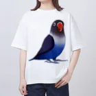 まめるりはことりのボタンインコ　おすましコバルトブルー【まめるりはことり】 オーバーサイズTシャツ