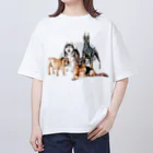 SANKAKU DESIGN STOREのちょっぴり強面の大きい犬たち。 オーバーサイズTシャツ