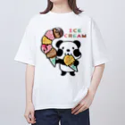 イラスト MONYAAT のCT54ズレぱんだちゃん　アイスを食べよう_bs オーバーサイズTシャツ