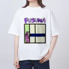 fusumerのうさぎとふすま（紺帯） Oversized T-Shirt