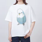 まめるりはことりの可愛いジャンボセキセイインコ【まめるりはことり】 オーバーサイズTシャツ