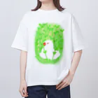 Lily bird（リリーバード）の豆苗まみれの白文鳥 オーバーサイズTシャツ