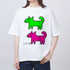 柴犬しばわんこhana873のしばいぬさんたち(ピンクと黄緑)柴犬さんたち Oversized T-Shirt