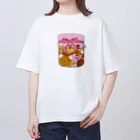 Draw freelyの瓶入りクッキーとぶたくん Oversized T-Shirt