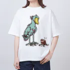 Cɐkeccooのハシビロコウとサカナ‐カラフル オーバーサイズTシャツ