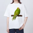 街のいろどりのキガシラアオハシインコ(前面プリント) オーバーサイズTシャツ