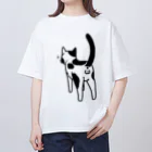 Riotoのねこけつω（ぶち猫） オーバーサイズTシャツ