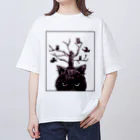 ブティック萌の猫とフクロウ オーバーサイズTシャツ