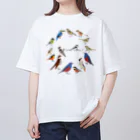 エダマメトイチ雑貨店のI love birds F 特大 Oversized T-Shirt