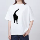 小鳥と映画館の黒猫が来る そして去る 右胸バージョン オーバーサイズTシャツ