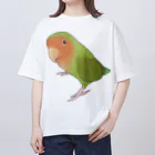 まめるりはことりの見つめるコザクラインコちゃん【まめるりはことり】 オーバーサイズTシャツ