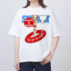 オリジナルデザインTシャツ　SMOKIN'のセクシーモクモックマinビーチ 白 オーバーサイズTシャツ