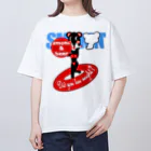 オリジナルデザインTシャツ　SMOKIN'のセクシーモクモックマinビーチ 黒 オーバーサイズTシャツ