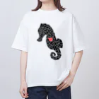 生物＝ケモノのヲ店の『tiles』Sea horse Oversized T-Shirt