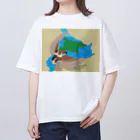 Kotetsu diary(SUZURI店)のシェルティ2匹＆スズメ×北海道 オーバーサイズTシャツ