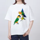 piyopiyobrandのシロハラインコたち オーバーサイズTシャツ