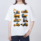 働く車・乗り物Tシャツ／KK商店のいろんな重機 オーバーサイズTシャツ