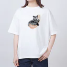 shokomumuのあったかいとあったかい。好きと好きが混ざり合う。猫と人 オーバーサイズTシャツ