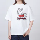 イラスト MONYAAT の赤ぱんポメラのスケボー オーバーサイズTシャツ