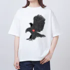 生物＝ケモノのヲ店の『tiles』eagle Oversized T-Shirt