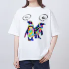 meiroのカラフルなペンギン_黒文字ver Oversized T-Shirt