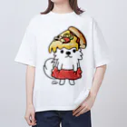 イラスト MONYAAT のPIZZAゲットした　ポメラニアン オーバーサイズTシャツ