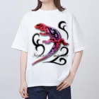 箱庭金魚❀暁姫のトライバル サバンナモニター 赤系 Oversized T-Shirt