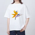 kimchinのカラフルな花　ストレリチア・極楽鳥花 オーバーサイズTシャツ
