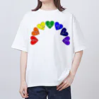 LalaHangeulの무지개색 ~虹色~ ハングルデザイン Oversized T-Shirt