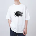 おばけ植物園のおばけ花（キク）モノクロ Oversized T-Shirt