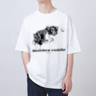 ユニークなワンちゃんデザインのお店のボーダーコリー モノクロデザイン Oversized T-Shirt