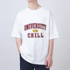 グラフィンのチル大学 エンジ文字 Oversized T-Shirt