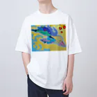 アート工房　甘月蝕(kanngesshoku)『TAaKA』のストアのMary's  tweets『ワーイ、海水浴って最高!!』 オーバーサイズTシャツ