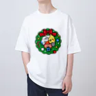 Cody the Lovebirdのクリスマスリース　セキセイインコ、オカメインコ、コザクラインコ　Chubby Bird Oversized T-Shirt