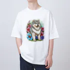 znbmsrrの花アラスカの子犬。 愛犬家のためのキュートなデザイン。 オーバーサイズTシャツ