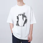 BackPrintFactoryの猫シルエット　落書き オーバーサイズTシャツ