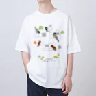 LittleLoroの四十雀 シジュウカラ 0604 四拾雀 漢字ロゴ Oversized T-Shirt